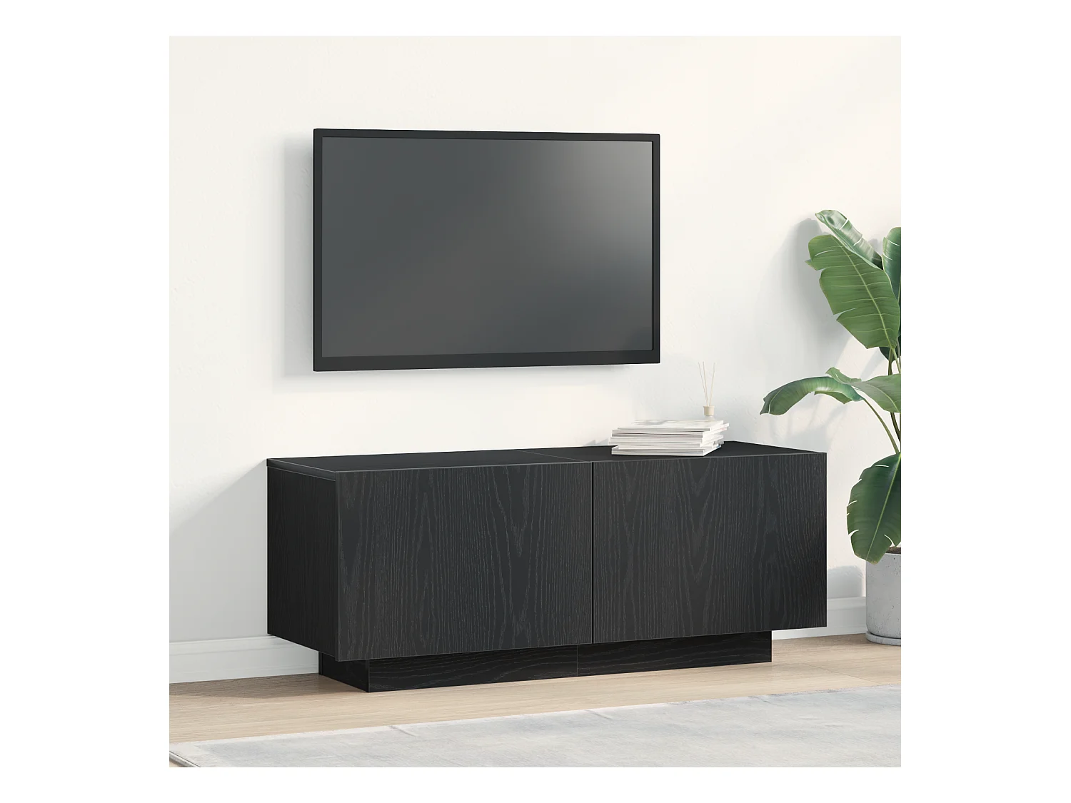 Meuble TV Chêne Noir 100x35x40 cm En bois d'ingénierie