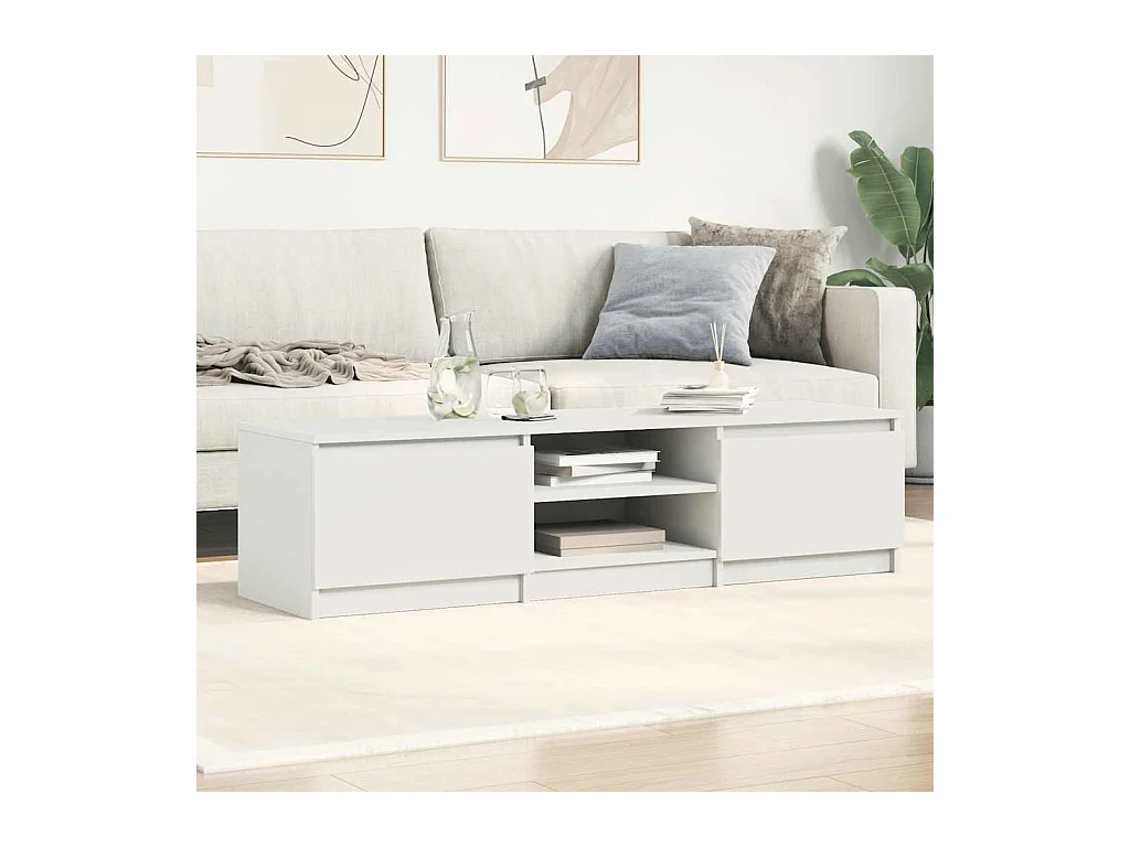 Meuble TV Blanc 140x40x35,5 cm Bois d'ingénierie