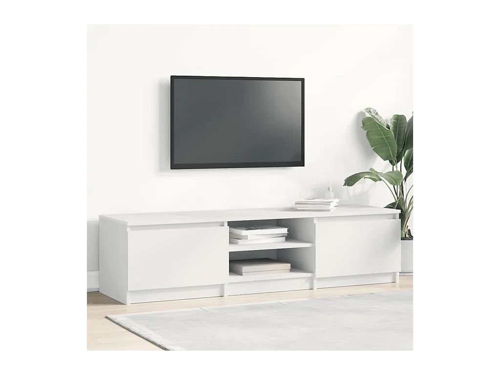 Meuble TV Blanc 140x40x35,5 cm Bois d'ingénierie