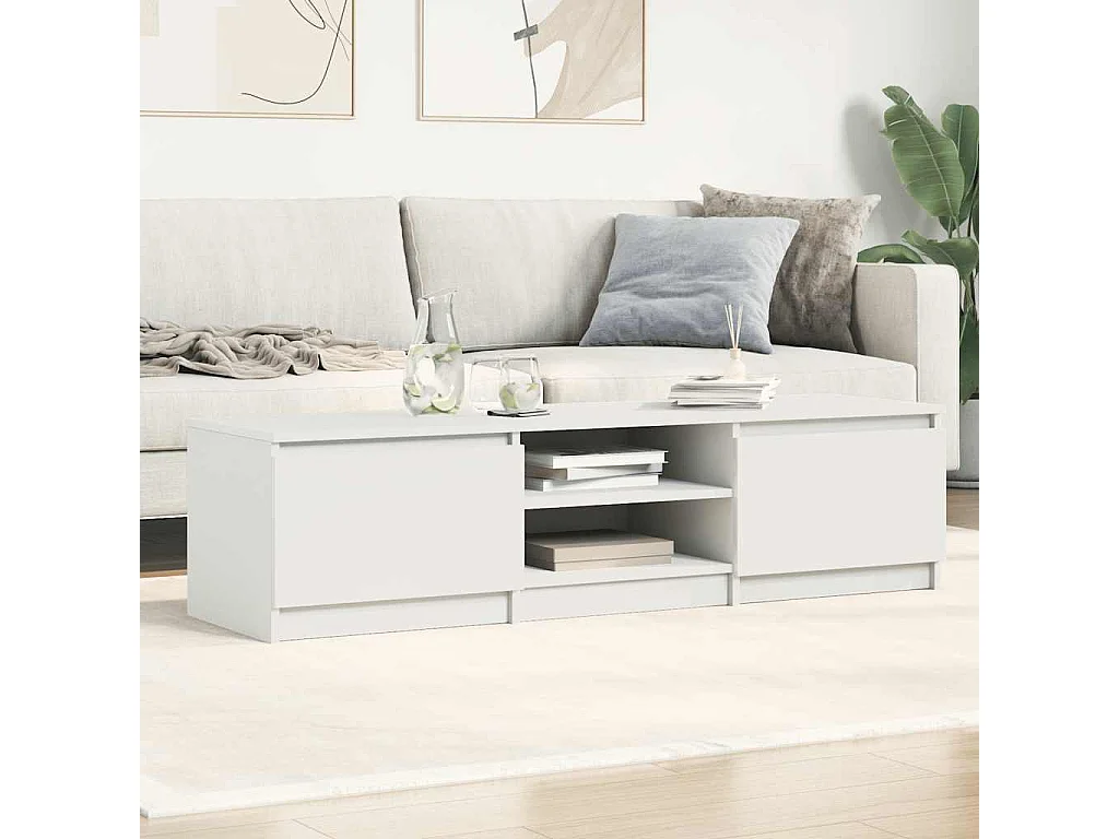 Weißer TV-Schrank 140x40x35,5 cm Holzwerkstoff