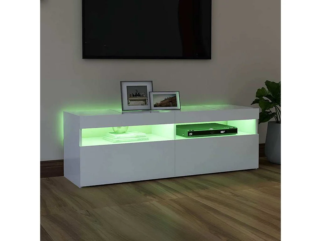 Meuble TV avec lumières LED blanc 120x35x40 cm