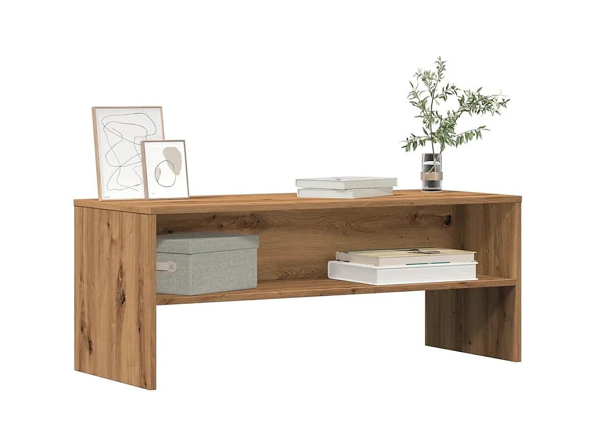 Meuble TV chêne artisanal 100x40x40 cm bois d'ingénierie