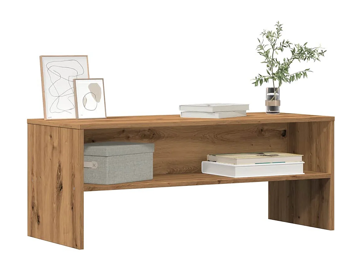 Meuble TV chêne artisanal 100x40x40 cm bois d'ingénierie