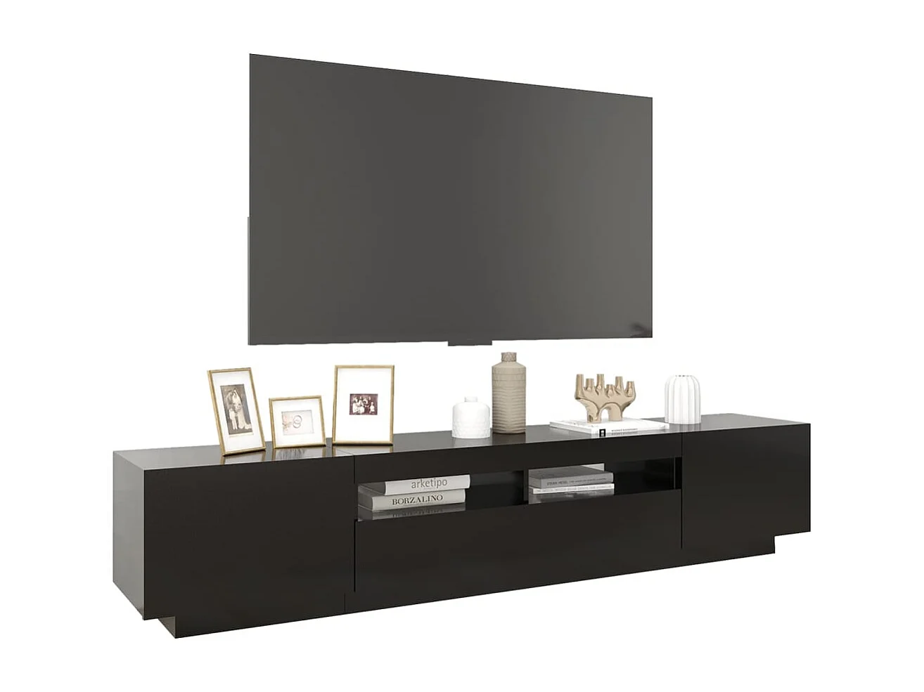 Meuble TV avec lumières LED Noir 200x35x40 cm