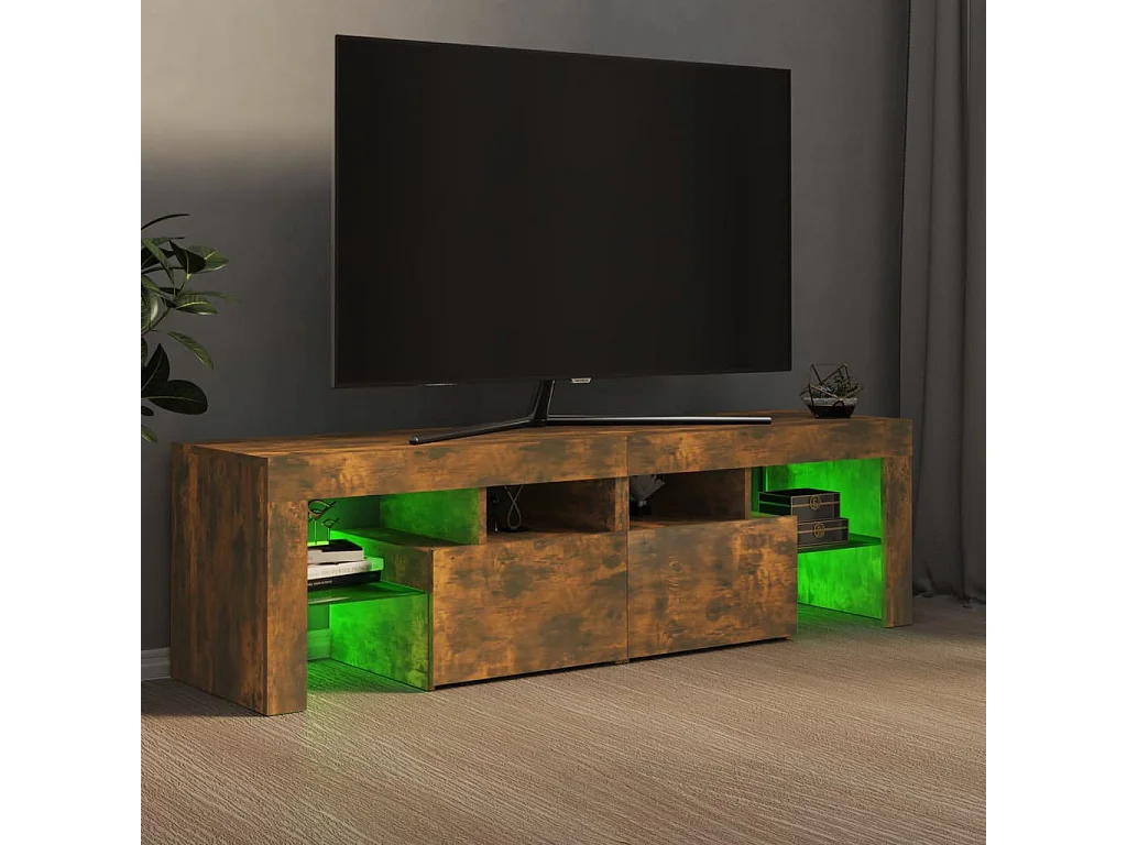 Mueble de TV con luces LED Roble ahumado 140x36,5x40 cm
