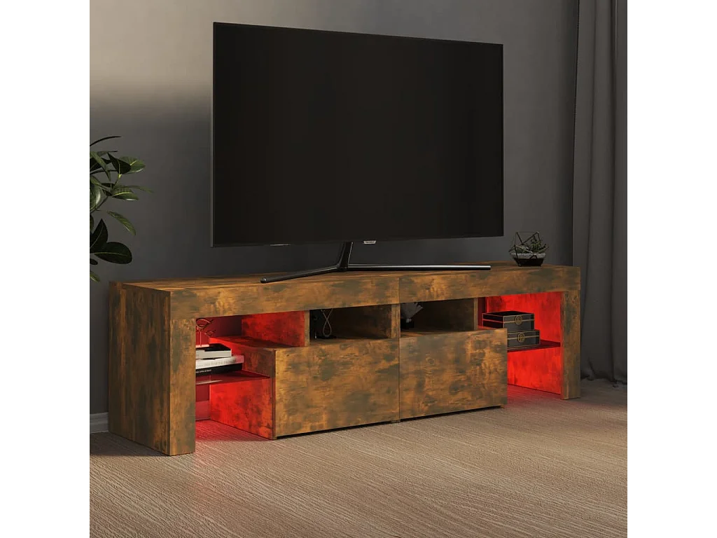Mueble de TV con luces LED Roble ahumado 140x36,5x40 cm