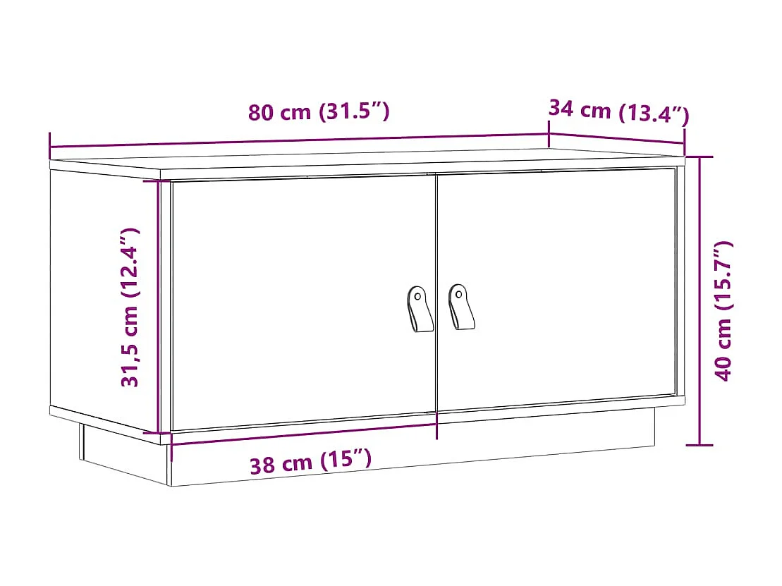Meuble TV 80x34x40 cm Bois de pin massif