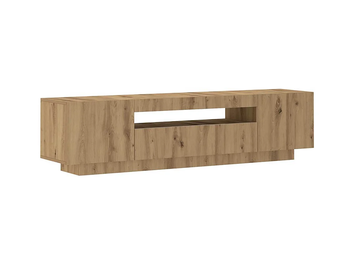 Meuble TV avec lumières LED chêne artisanal bois d'ingénierie