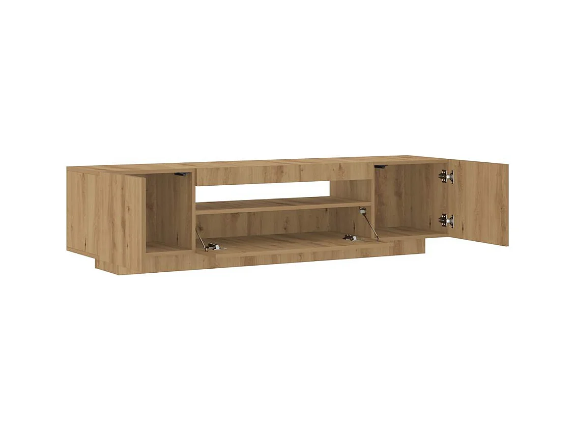 Meuble TV avec lumières LED chêne artisanal bois d'ingénierie