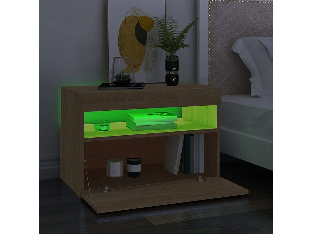 Mobile TV con luci LED Rovere Sonoma 60x35x40 cm