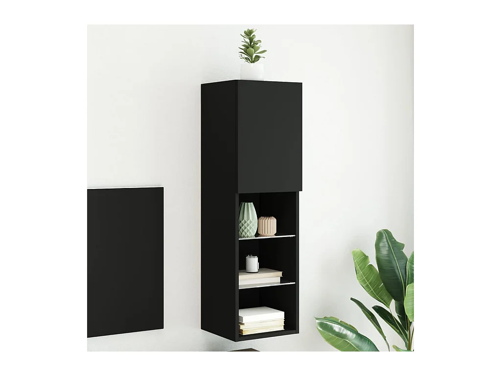 Meuble TV avec lumières LED noir 30,5x30x102 cm