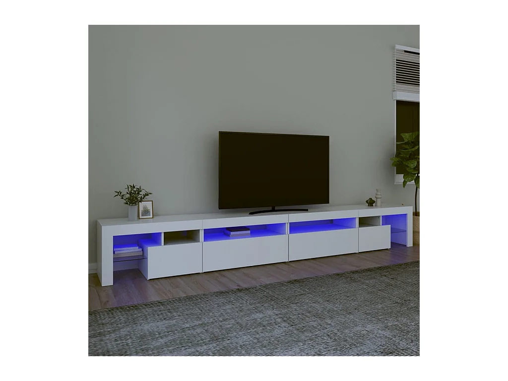 Meuble TV avec lumières LED Blanc 290x36,5x40 cm