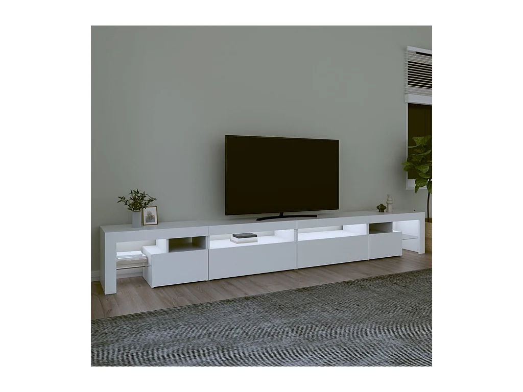 Meuble TV avec lumières LED Blanc 290x36,5x40 cm