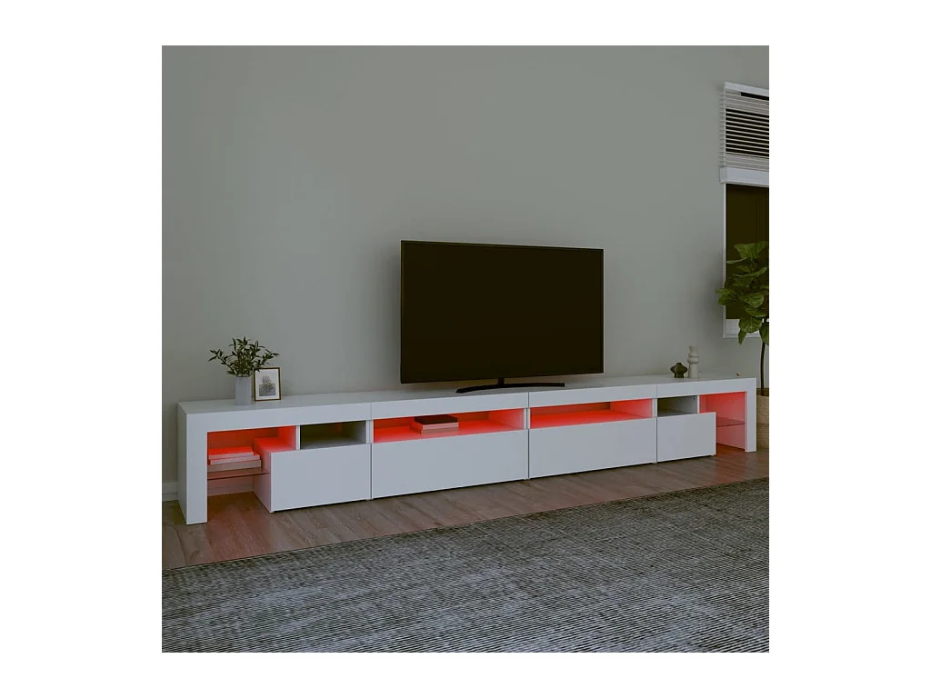 Meuble TV avec lumières LED Blanc 290x36,5x40 cm