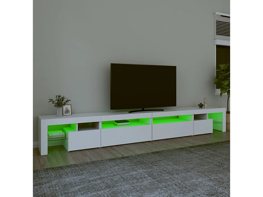 Meuble TV avec lumières LED Blanc 290x36,5x40 cm