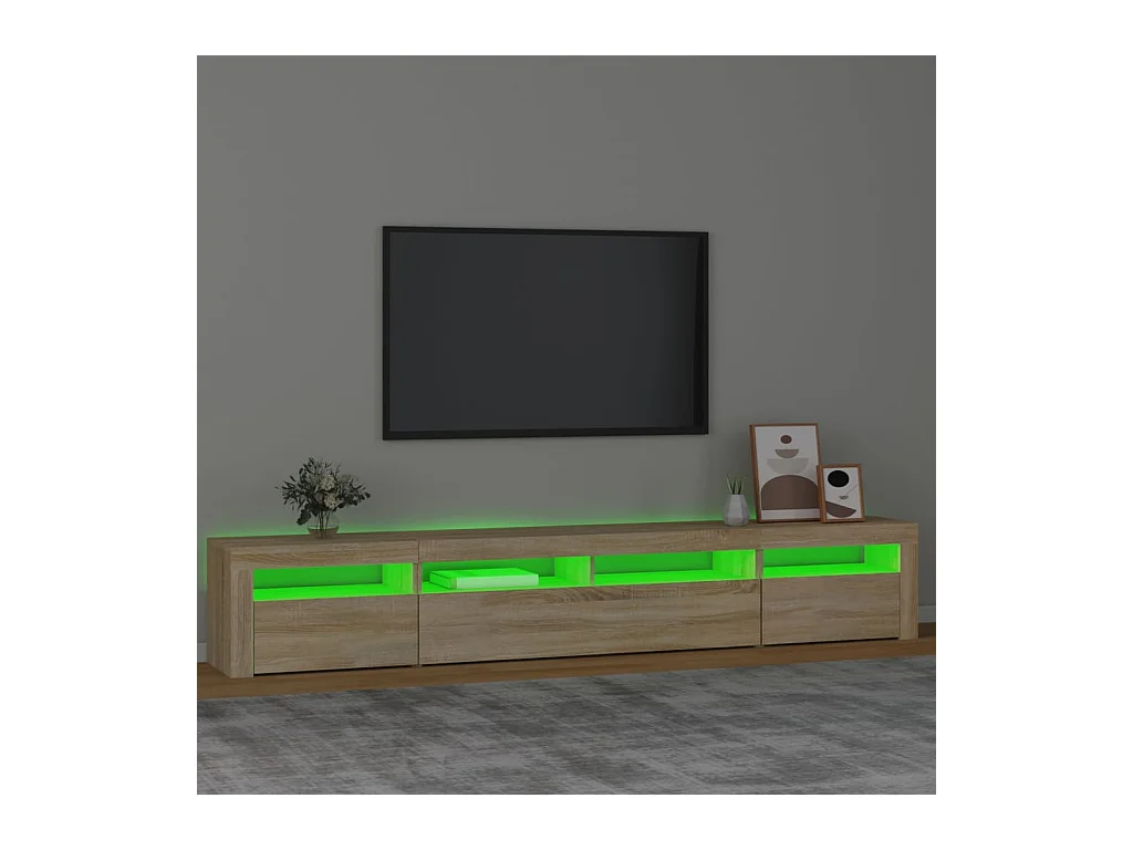 Meuble TV avec lumières LED Chêne sonoma 240x35x40 cm