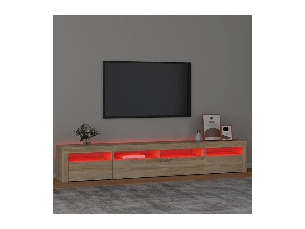 Meuble TV avec lumières LED Chêne sonoma 240x35x40 cm