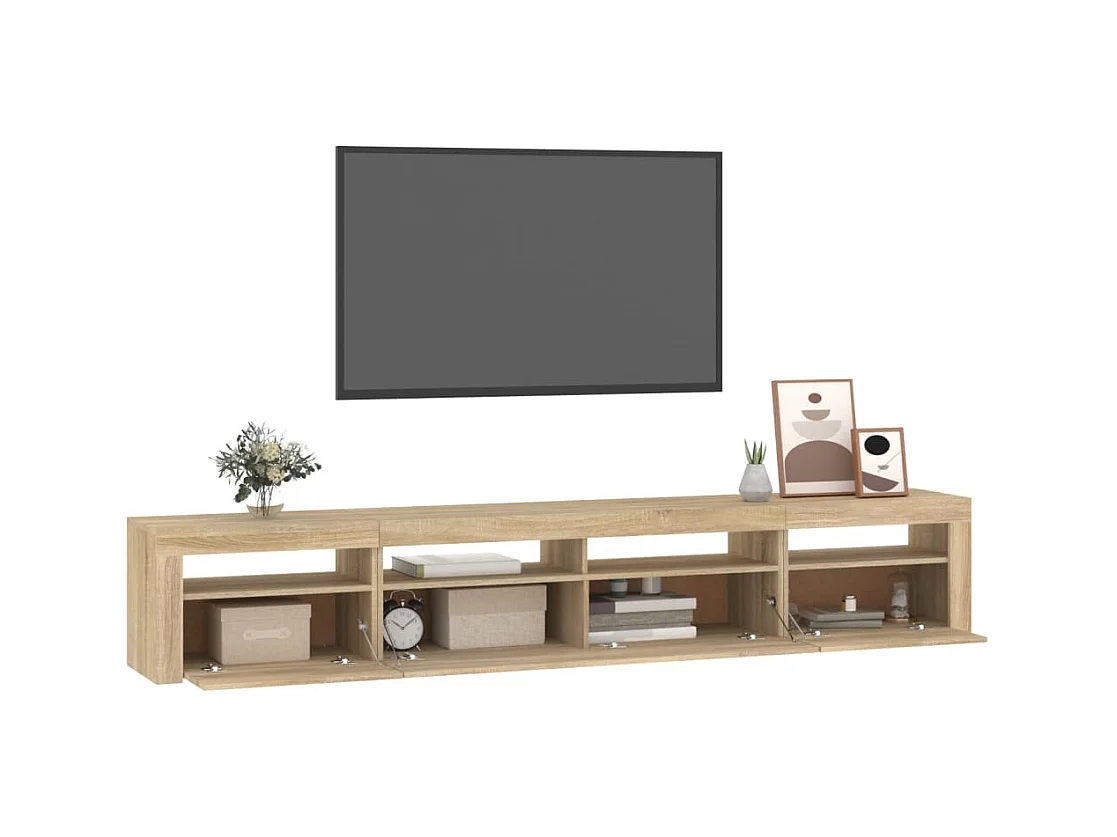 Meuble TV avec lumières LED Chêne sonoma 240x35x40 cm