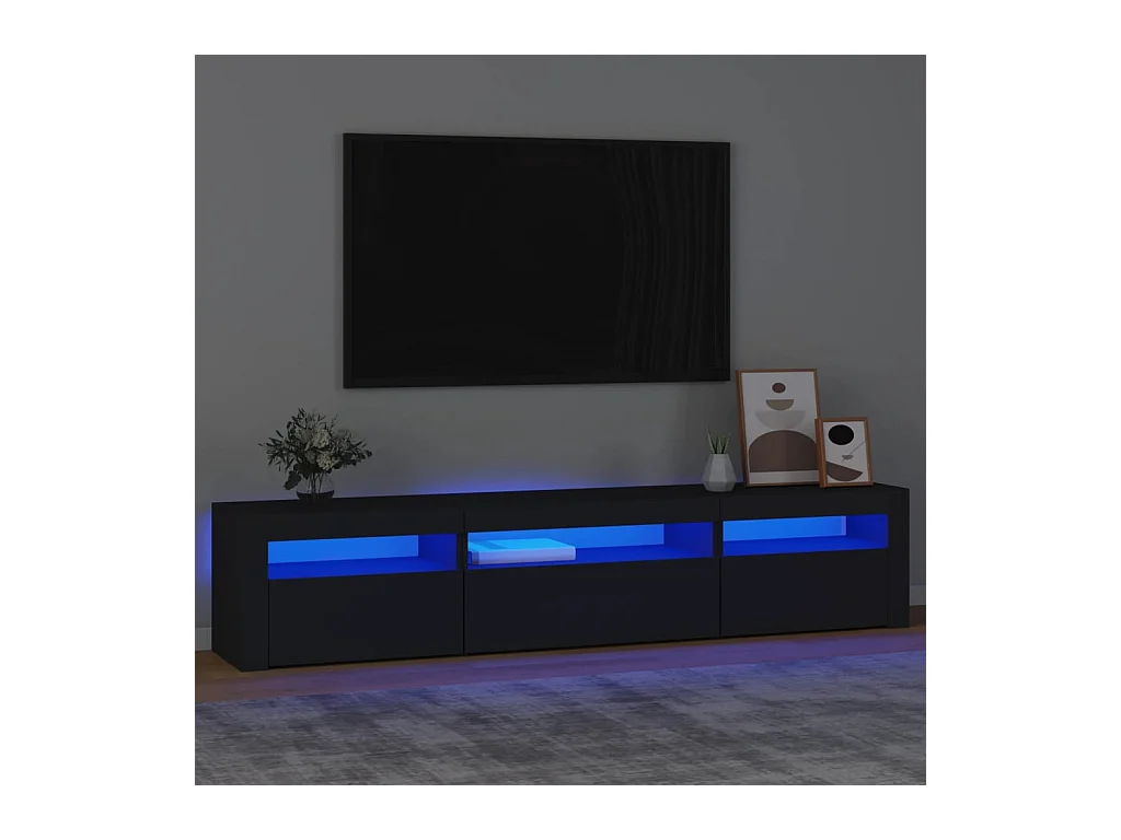 Meuble TV avec lumières LED Noir 195x35x40 cm
