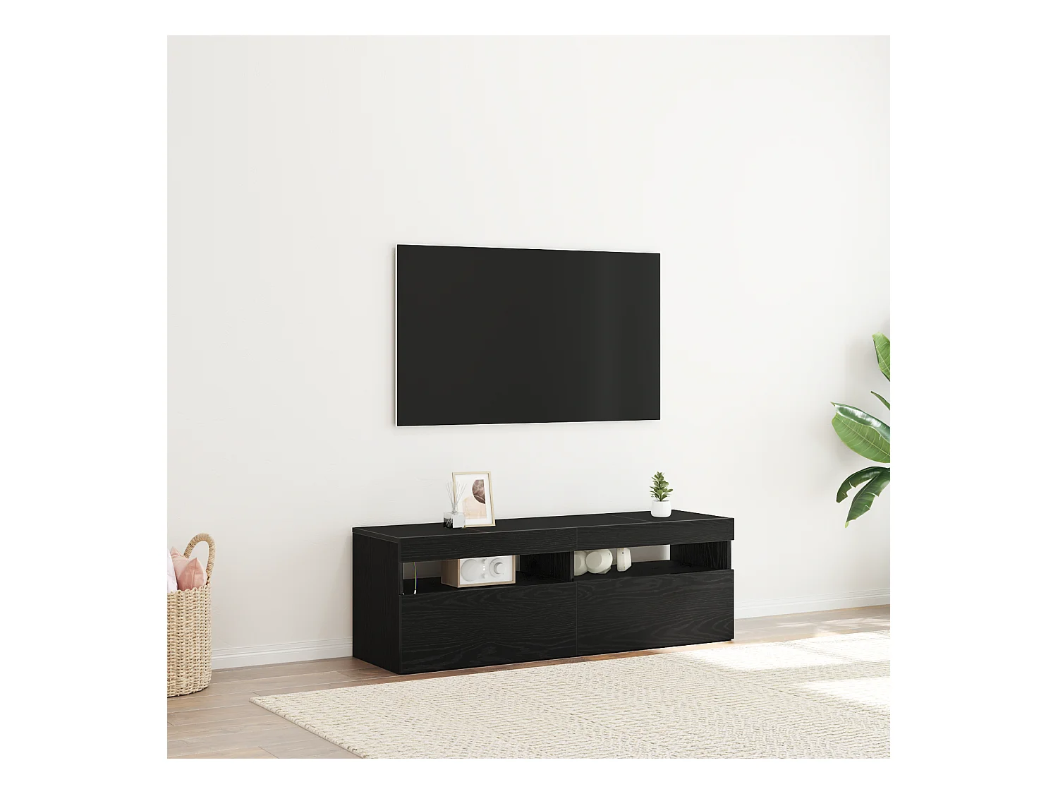 Meuble TV avec LED Chêne Noir 120x35x40 cm Bois d'ingénierie