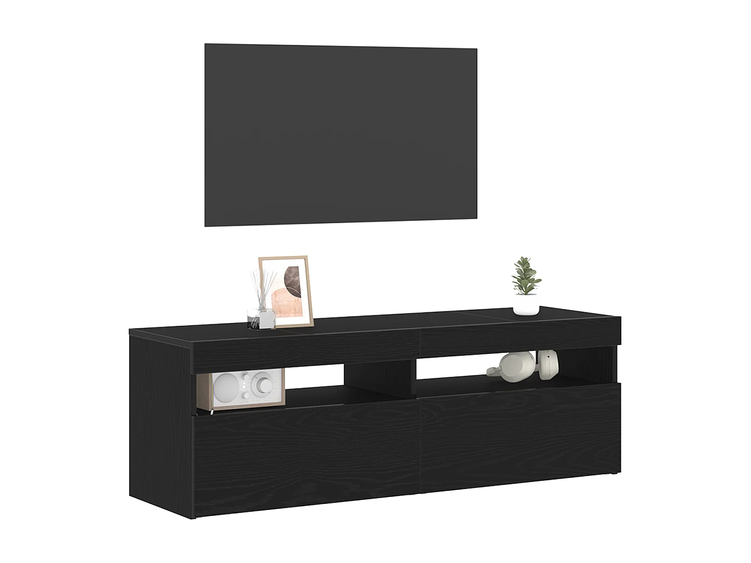 Mobile TV con LED Rovere Nero 120x35x40 cm Legno composito
