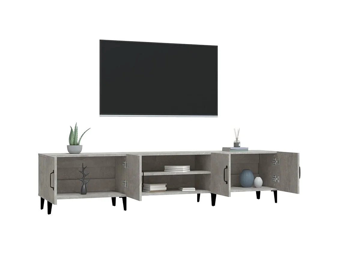 Mueble de TV gris hormigón 180x31,5x40 cm madera de ingeniería