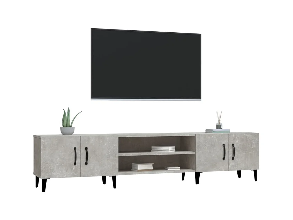 Meuble TV gris béton 180x31,5x40 cm bois d'ingénierie