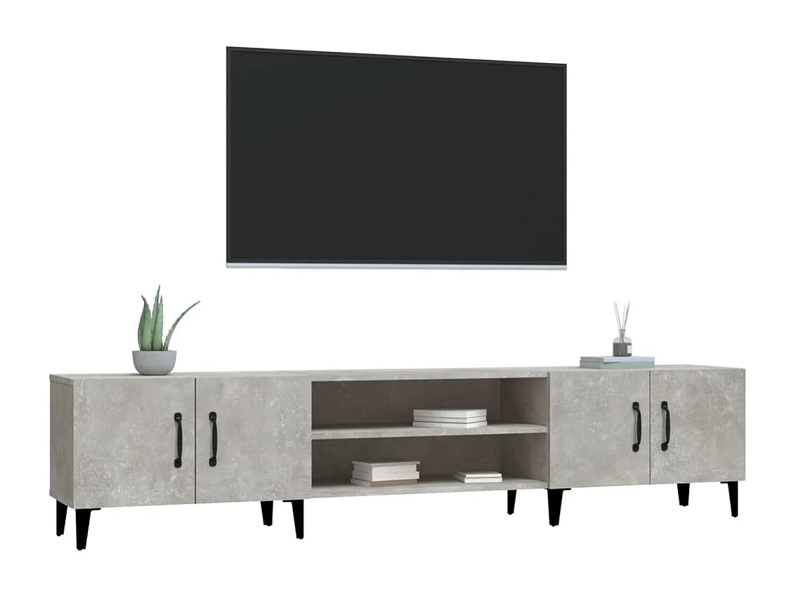 Meuble TV gris béton 180x31,5x40 cm bois d'ingénierie