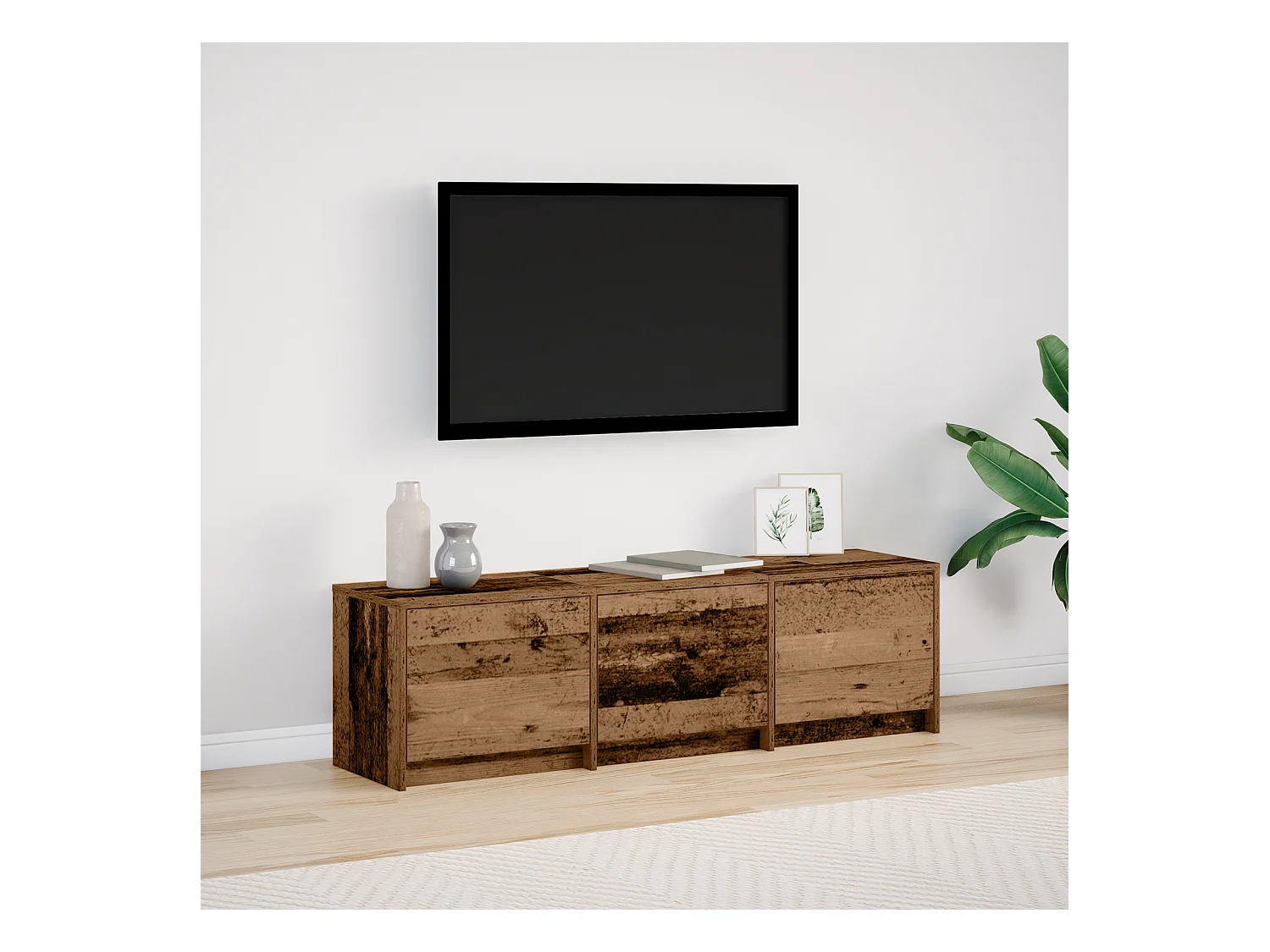 Meuble TV avec LED Bois Vieilli 140x34x40 cm Bois reconstitué