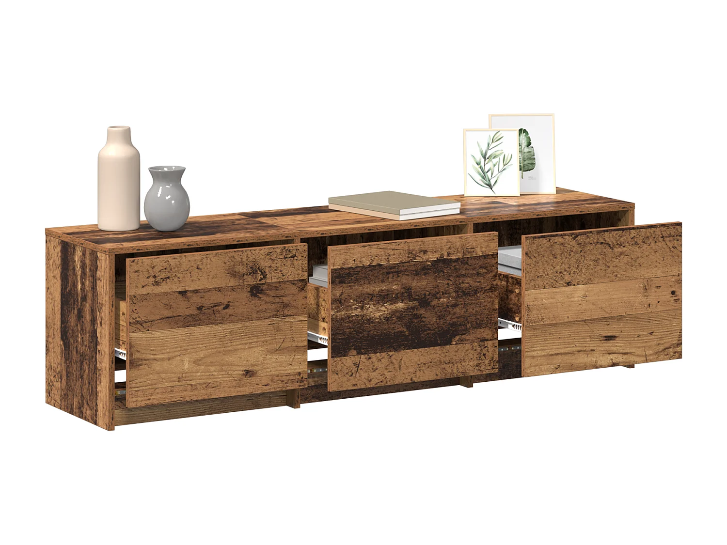 Mueble TV con LED Madera Envejecida 140x34x40 cm Madera reconstituida