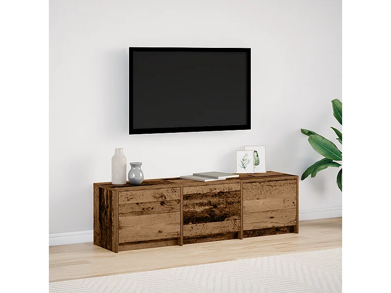 Mueble TV con LED Madera Envejecida 140x34x40 cm Madera reconstituida
