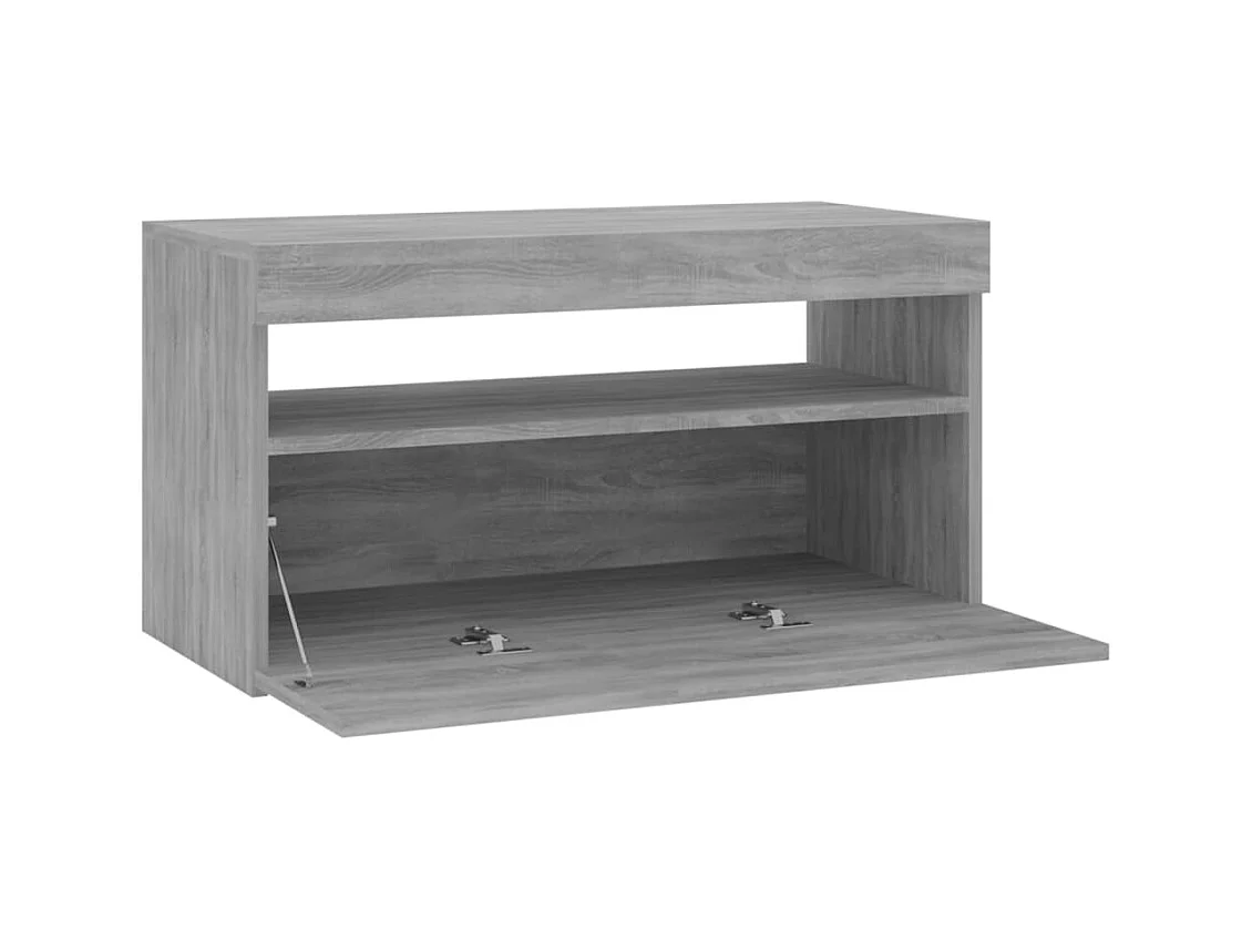 Mobile TV grigio Sonoma con luci LED 75x35x40 cm