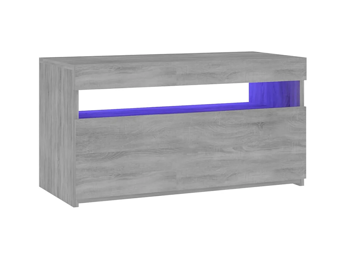 Mobile TV grigio Sonoma con luci LED 75x35x40 cm