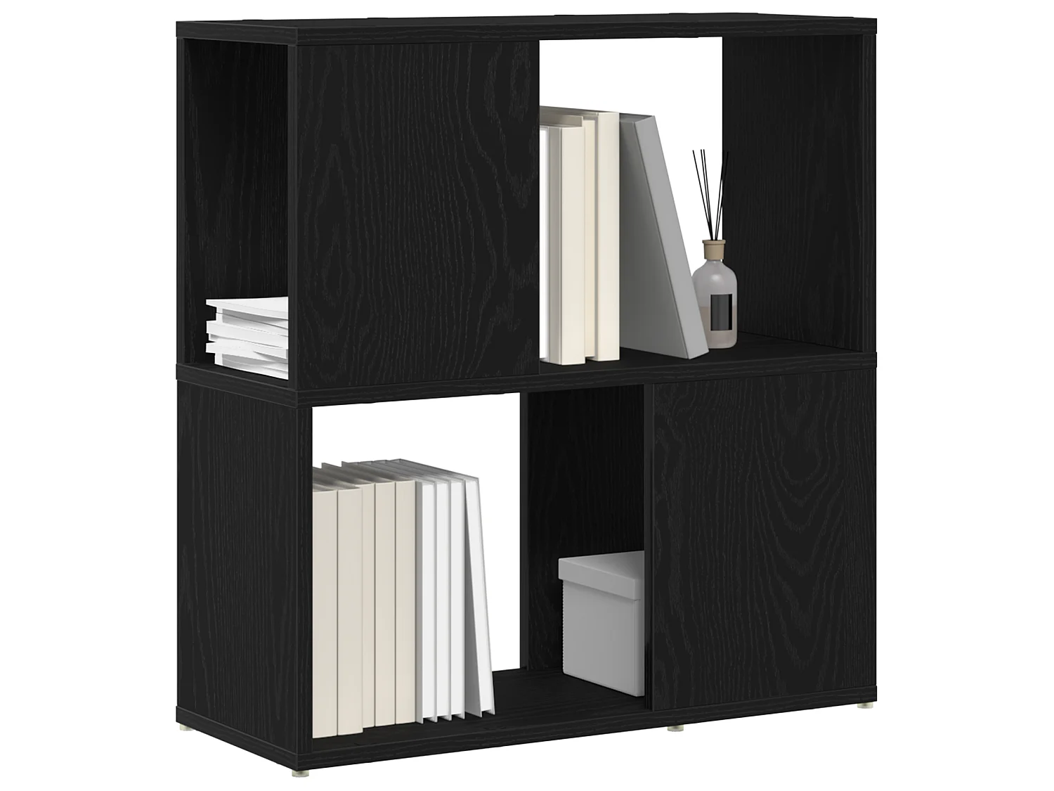 Bibliothèque Noire en Chêne 60x24x63 cm en Bois d'Ingénierie