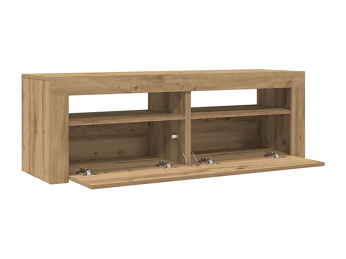 Meuble TV avec lumières LED chêne artisanal bois d'ingénierie