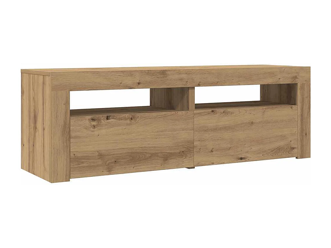 Meuble TV avec lumières LED chêne artisanal bois d'ingénierie