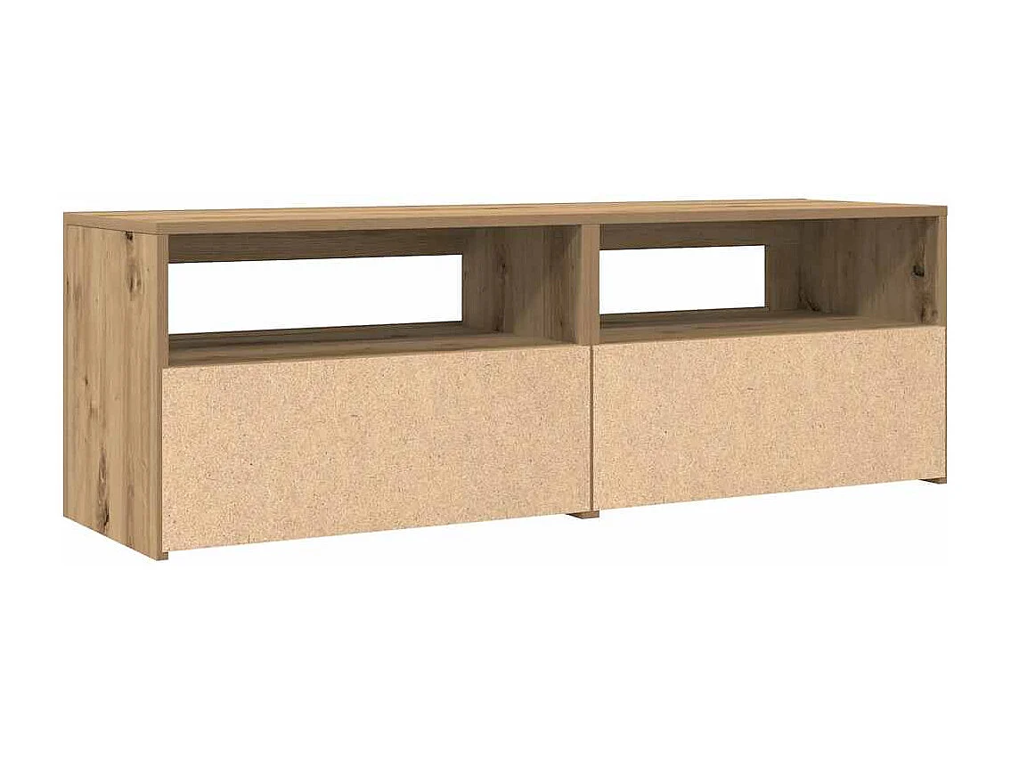 Meuble TV avec lumières LED chêne artisanal bois d'ingénierie