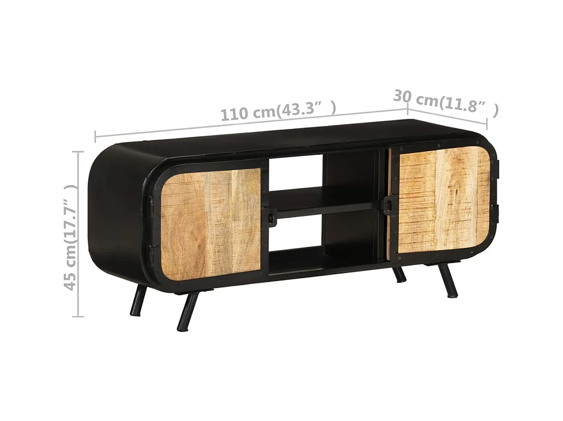 Meuble TV 110x30x45 cm Bois de manguier brut
