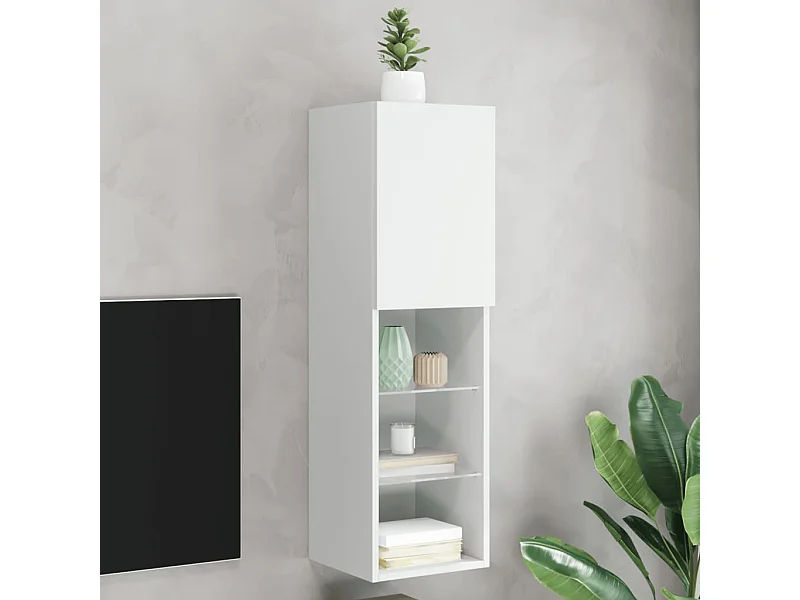 Mobile porta TV con luci LED bianco 30,5x30x102 cm