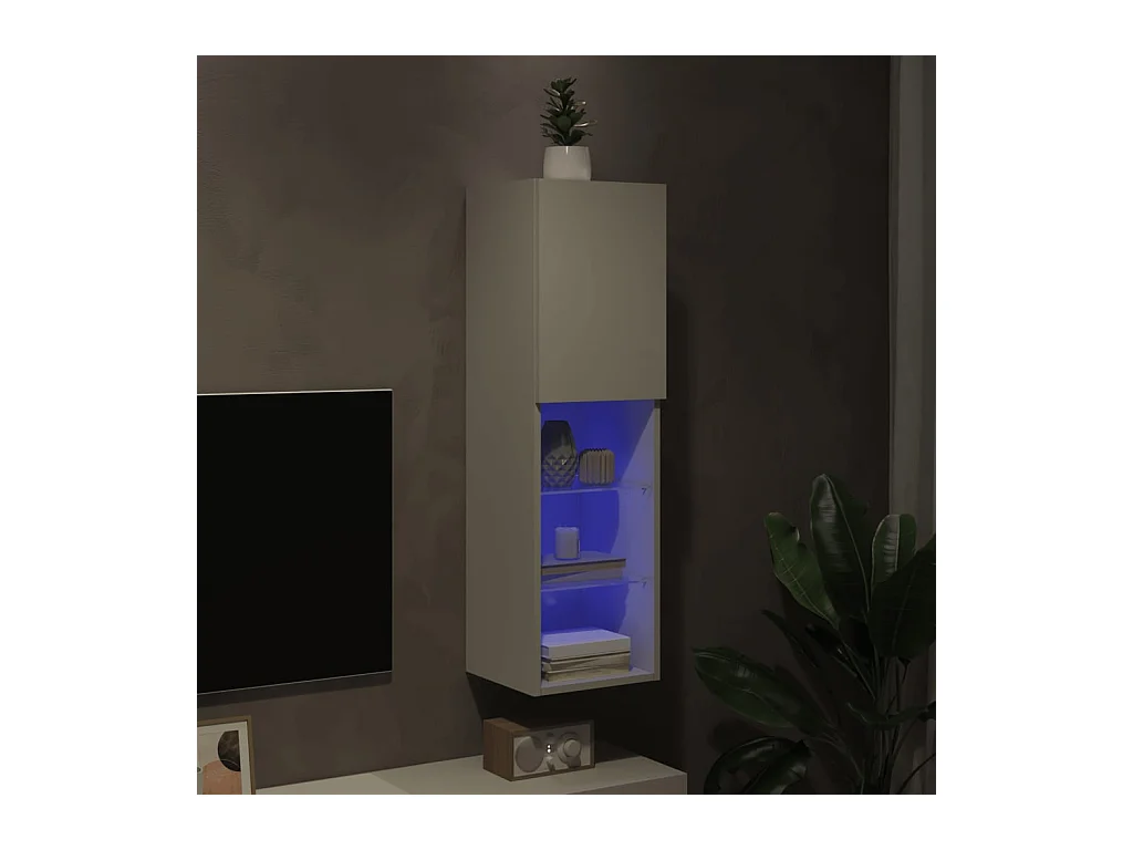 Meuble TV avec lumières LED blanc 30,5x30x102 cm