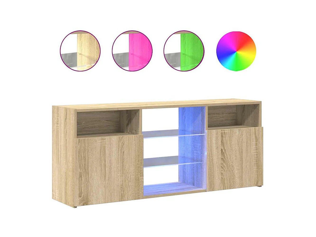 Meuble TV avec lumières LED chêne sonoma 120x30x50 cm