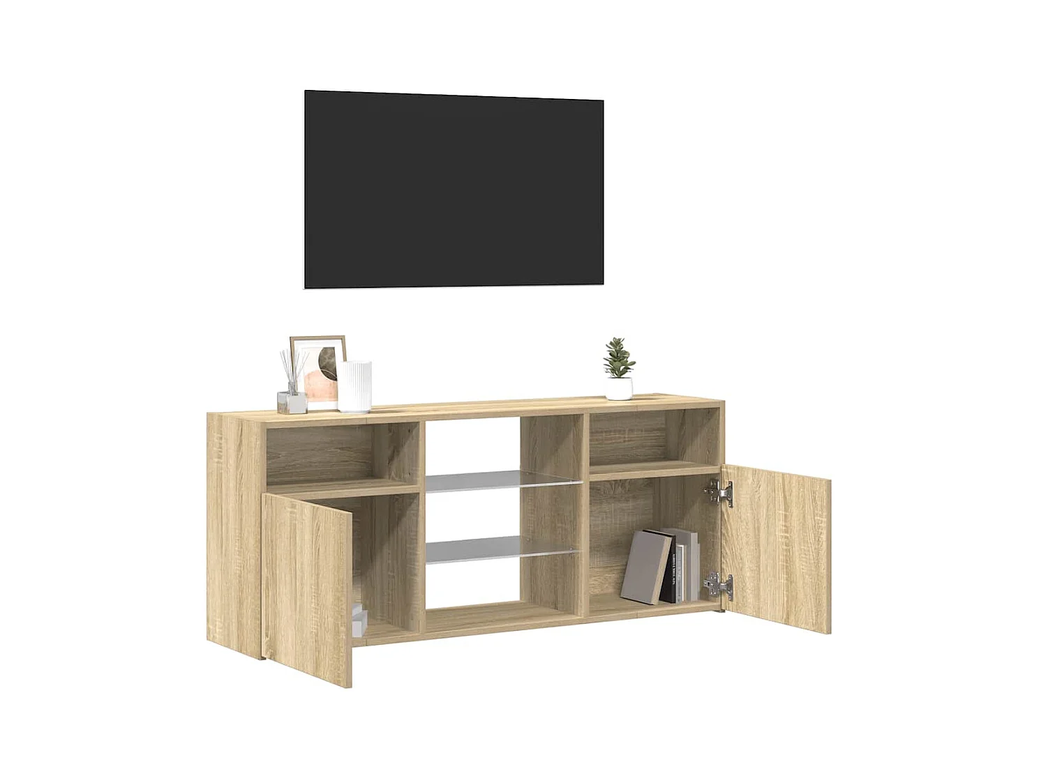 Meuble TV avec lumières LED chêne sonoma 120x30x50 cm