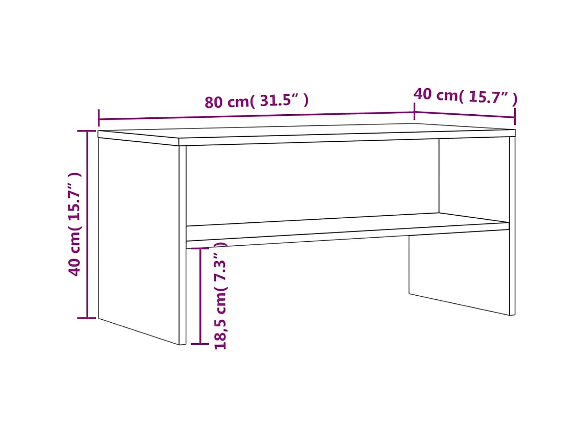 Meuble TV sonoma gris 80x40x40 cm bois d'ingénierie