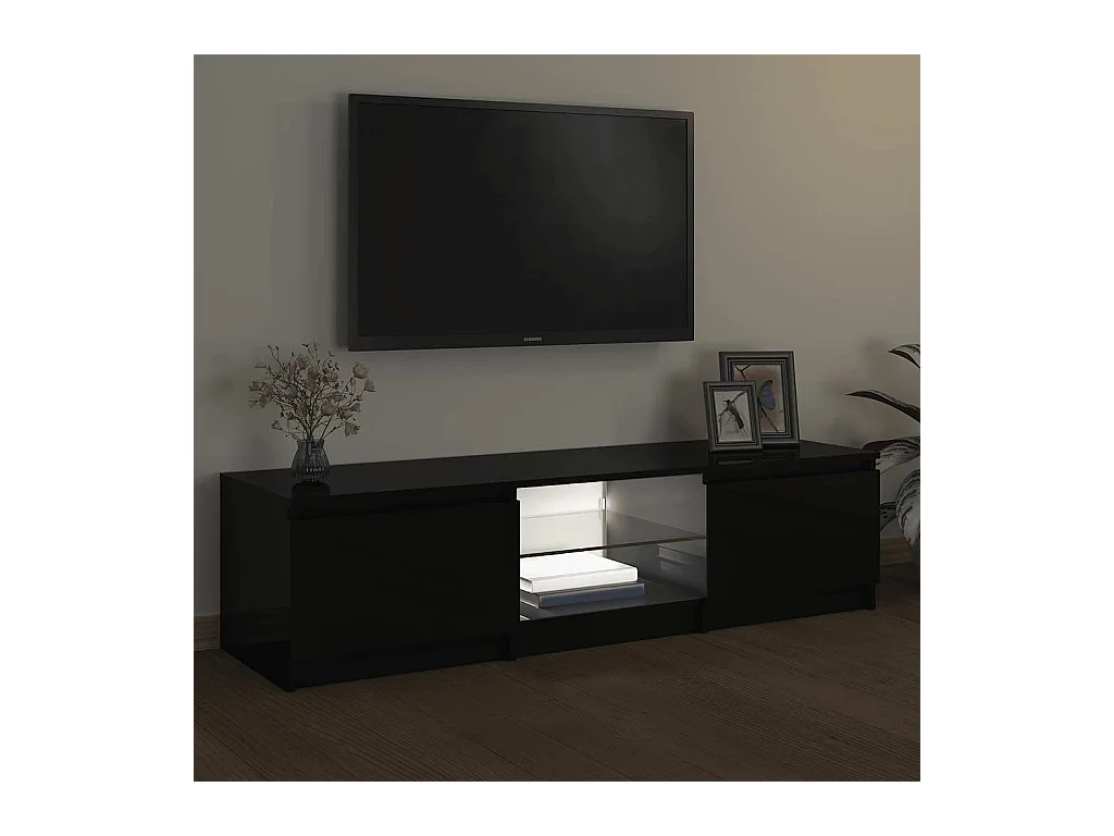 Meuble TV avec lumières LED noir 140x40x36 cm