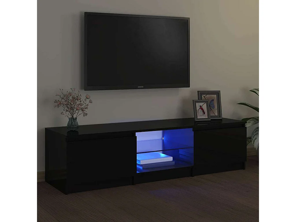 Mueble de TV con luces LED negro 140x40x36 cm