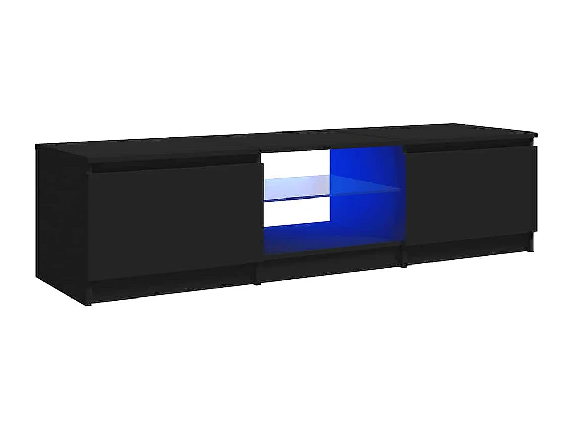 Mueble de TV con luces LED negro 140x40x36 cm