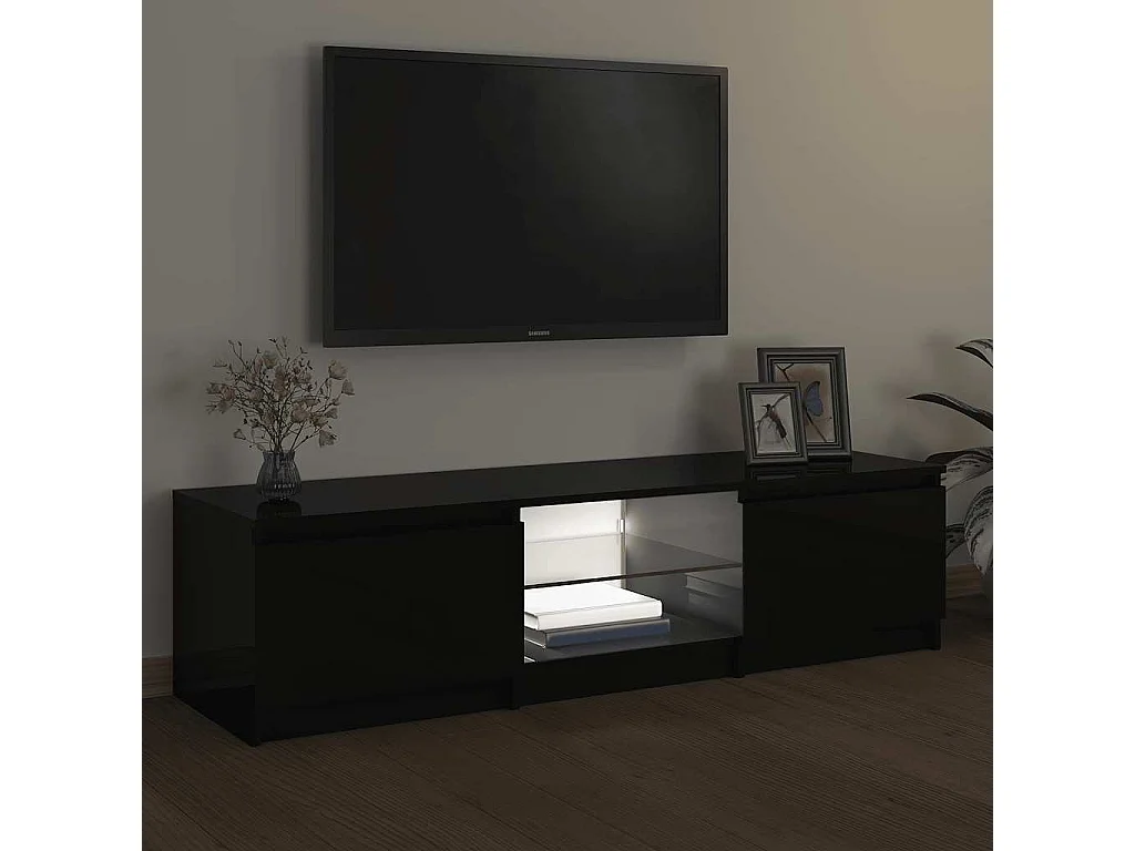 Mueble de TV con luces LED negro 140x40x36 cm