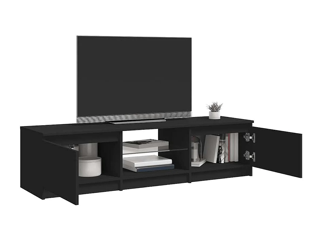 Mueble de TV con luces LED negro 140x40x36 cm