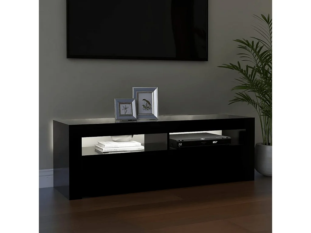 Mueble de TV con luces LED negro 120x35x40 cm