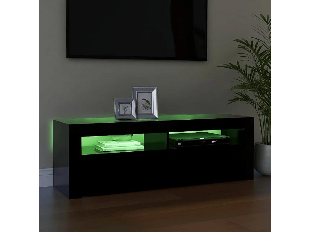 Mueble de TV con luces LED negro 120x35x40 cm